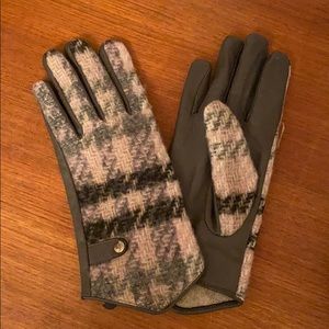 Plaid leather gloves